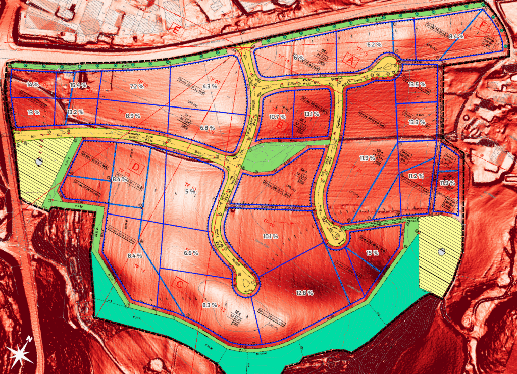 Geländeneigung im Bebauungsplangebiet Große Feld